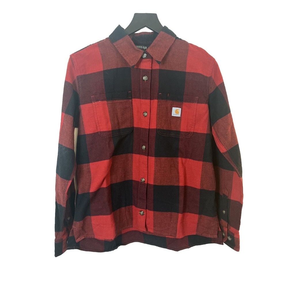 Carhartt Women's Rugged Flex Loose Fit Midweight Flannel Long-Sleeve Plaid Small